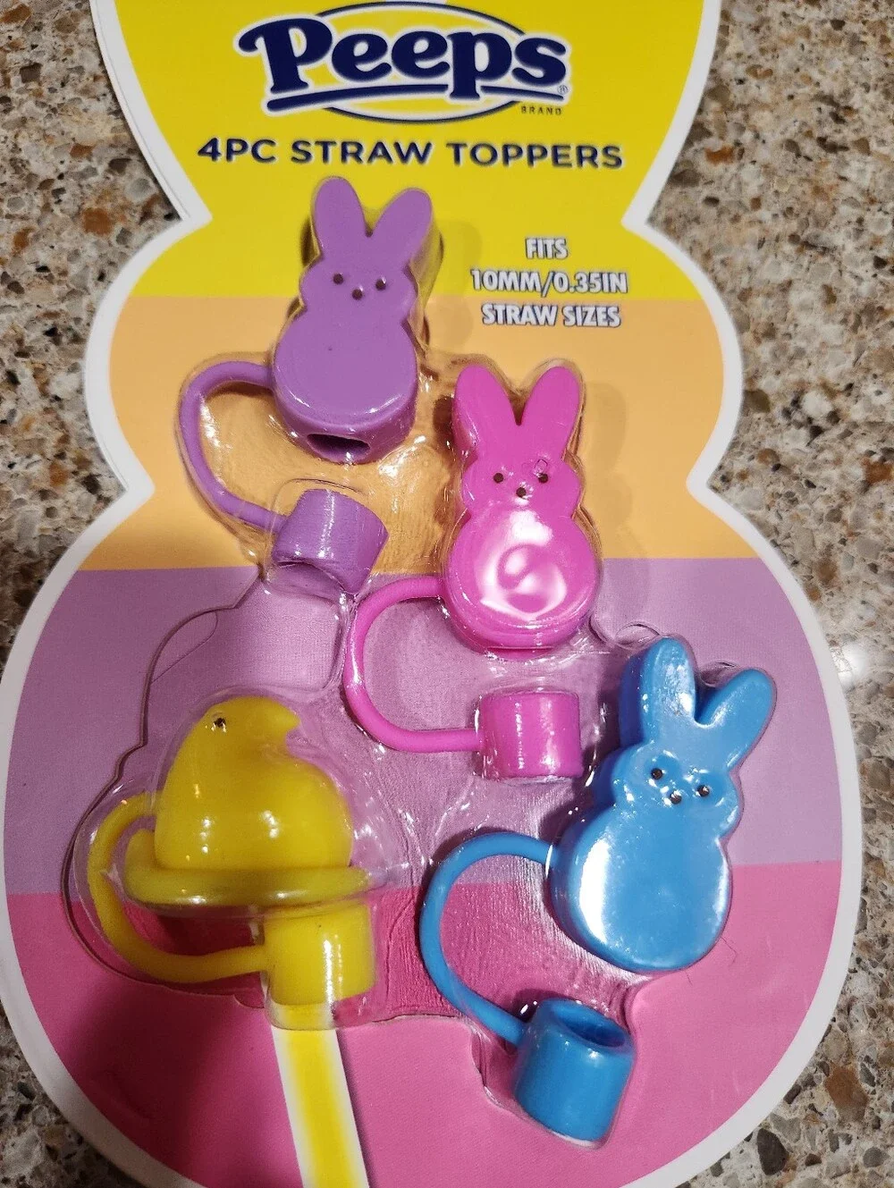 Peeps Straw Toppers Set Of 4 Bunnies Chick NWT
